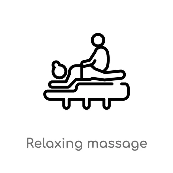 Outline Relaxing Massage Vector Icon Isolated Black Simple Line Element — Stock Vector
