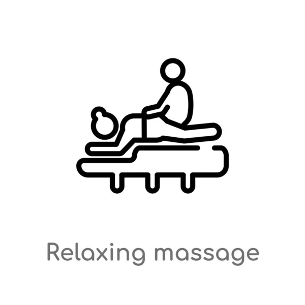 Overzicht Ontspannende Massage Vector Pictogram Geïsoleerde Zwarte Eenvoudige Lijn Element — Stockvector