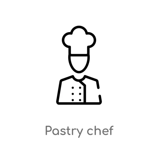 Contorno Pastelería Icono Del Vector Chef Elemento Línea Simple Negro — Archivo Imágenes Vectoriales