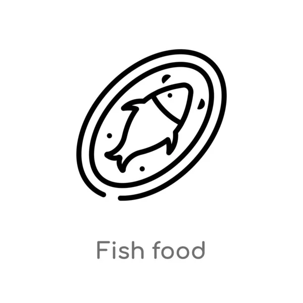 Outline Fish Food Vector Icon Isolated Black Simple Line Element — Stock Vector