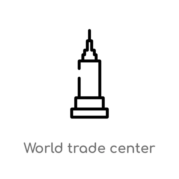 Контурний Векторний Значок Світового Торгового Центру Ізольована Чорна Проста Лінія — стоковий вектор