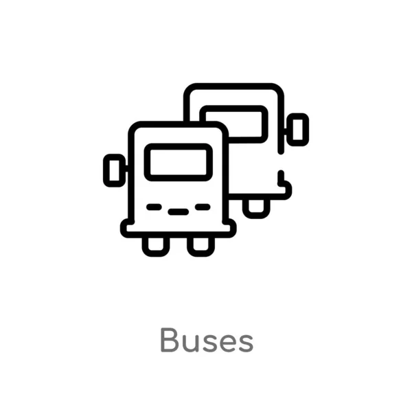 Contorno Autobuses Vector Icono Elemento Línea Simple Negro Aislado Ilustración — Vector de stock