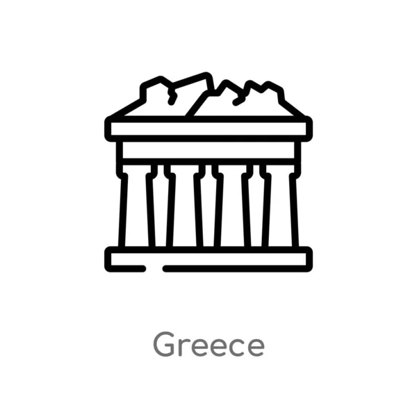 Overzicht Griekenland Vector Pictogram Geïsoleerde Zwarte Eenvoudige Lijn Element Illustratie — Stockvector