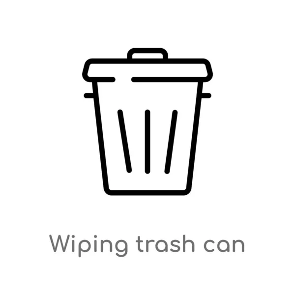 概述擦除垃圾桶向量图标 从清洁概念中分离出黑色简单线元素插图 可编辑矢量描边擦除垃圾桶罐在白色背景图标 — 图库矢量图片