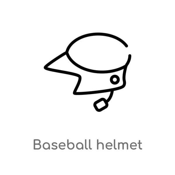 Umreißen Baseball Helm Vektor Symbol Vereinzelte Schwarze Einfache Linie Element — Stockvektor