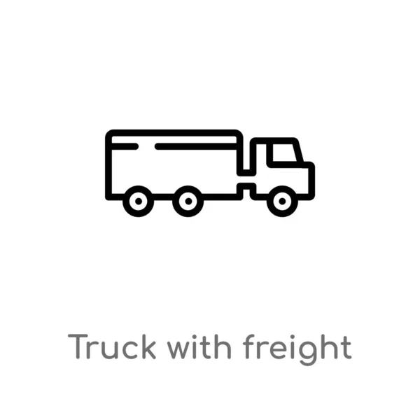 Ciężarówka Ikoną Wektora Towarowego Białym Tle Prosta Ilustracja Elementu Linii — Wektor stockowy