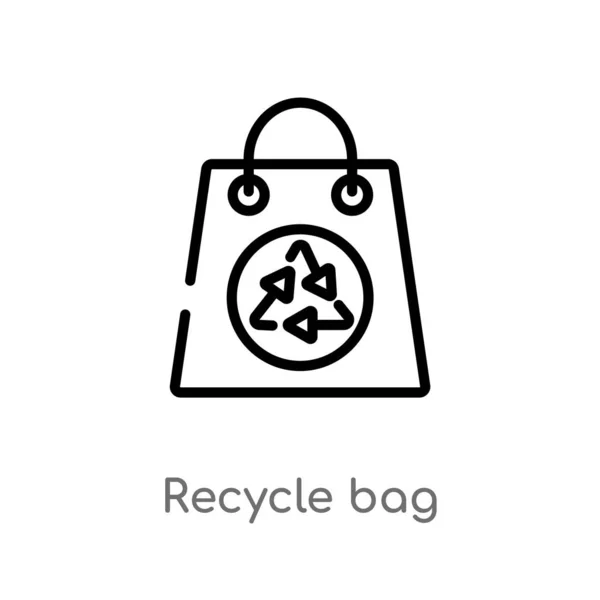 Contorno Reciclar Icono Vector Bolsa Elemento Línea Simple Negro Aislado — Vector de stock