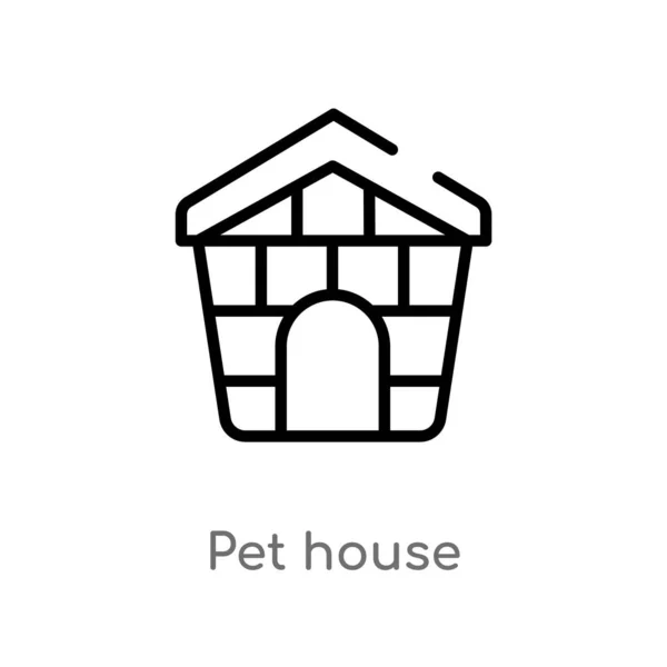 Delinear Pet House Vetor Ícone Isolado Preto Simples Ilustração Elemento — Vetor de Stock