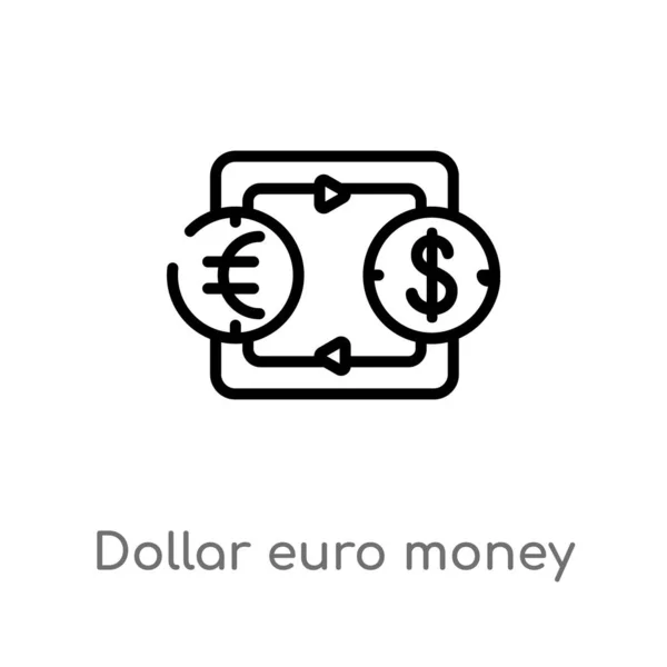 Contour Dollar Euro Vecteur Change Icône Illustration Isolée Élément Ligne — Image vectorielle