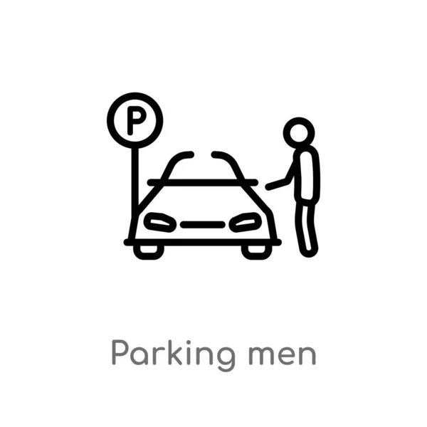 Umreißen Parkplatz Männer Vektor Symbol Vereinzelte Darstellung Schwarzer Einfacher Linienelemente — Stockvektor
