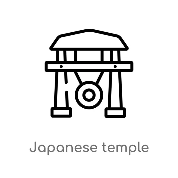 Contour Temple Japonais Vecteur Icône Illustration Isolée Élément Ligne Simple — Image vectorielle