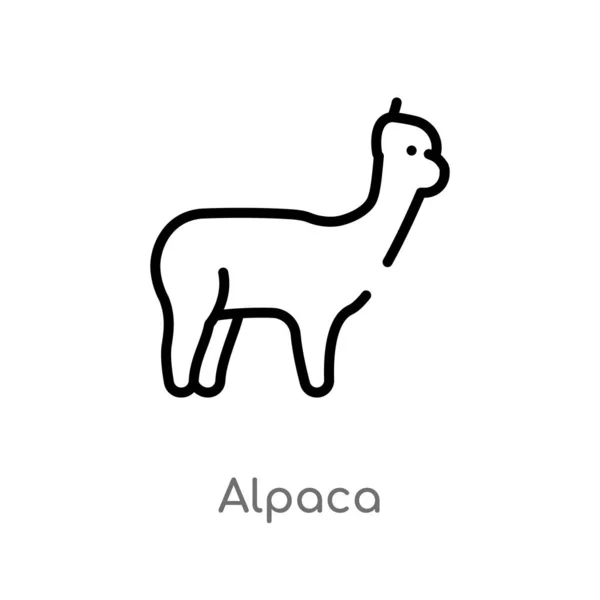 Contorno Alpaca Icona Vettoriale Isolato Nero Semplice Linea Elemento Illustrazione — Vettoriale Stock