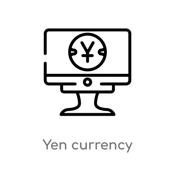 Contour Yen Icône Vectorielle Devise Illustration Isolée Élément Ligne Simple — Image vectorielle