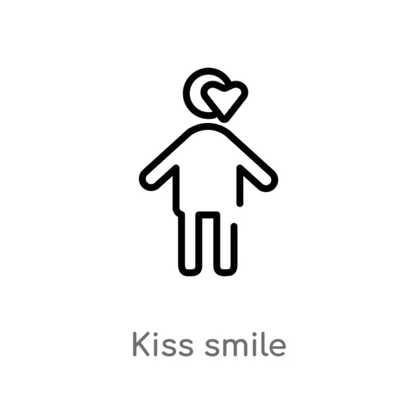 Outline Kiss Smile Vector Icoon Geïsoleerde Zwarte Eenvoudige Lijn Element — Stockvector
