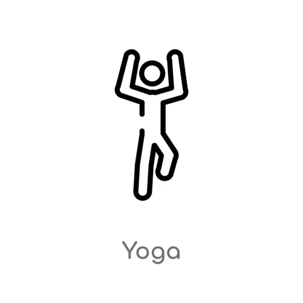 Overzicht Yoga Vector Icoon Geïsoleerde Zwarte Eenvoudige Lijn Element Illustratie — Stockvector