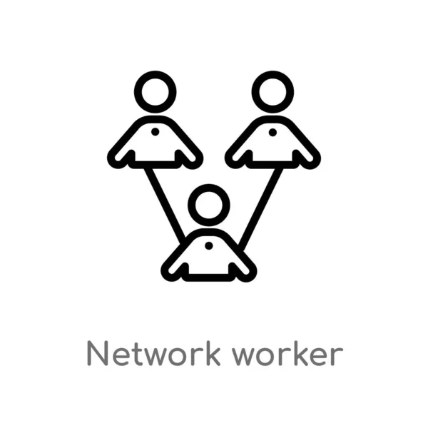 네트워크 작업자 아이콘을 간략하게 합니다 개념에서 간단한 바탕에 가능한 스트로크 — 스톡 벡터