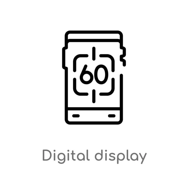 Umreißen Digitale Anzeige Vektor Symbol Vereinzelte Schwarze Einfache Linie Element — Stockvektor