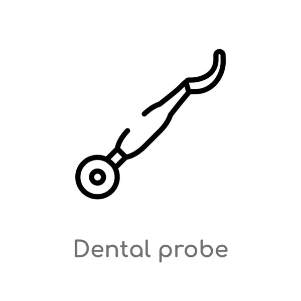 Contorno Sonda Dentale Icona Vettoriale Isolato Nero Semplice Linea Elemento — Vettoriale Stock