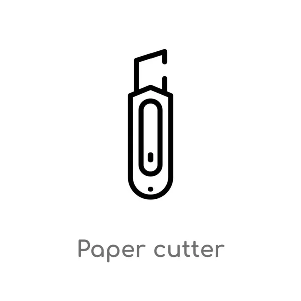 Overzicht Paper Cutter Vector Icon Geïsoleerde Zwarte Eenvoudige Lijn Element — Stockvector