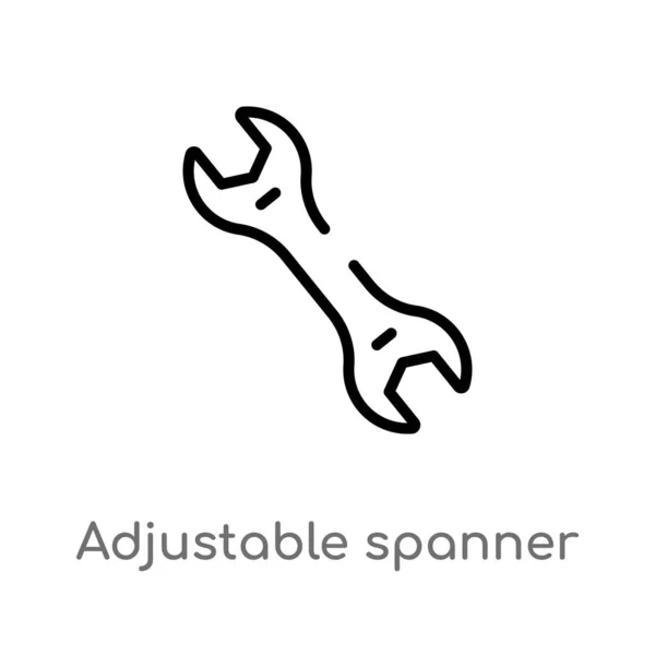 outline adjustable spanner vector icon. isolated black simple line element illustration from seo and web concept. editable vector stroke adjustable spanner icon on white background