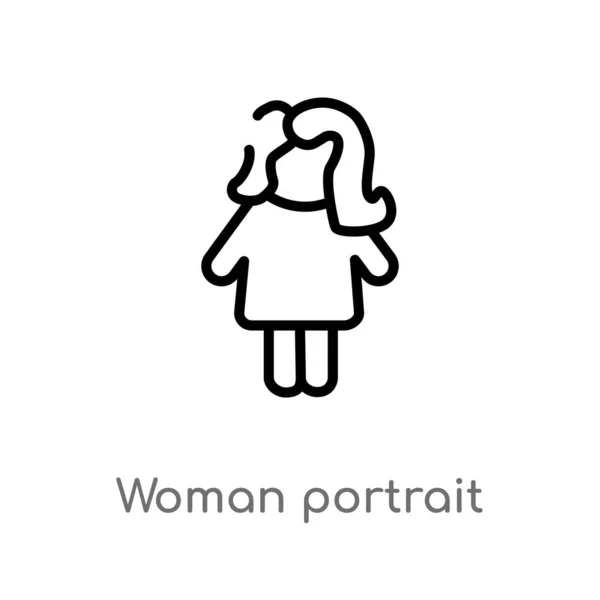 Contour Femme Portrait Vecteur Icône Illustration Isolée Élément Ligne Simple — Image vectorielle