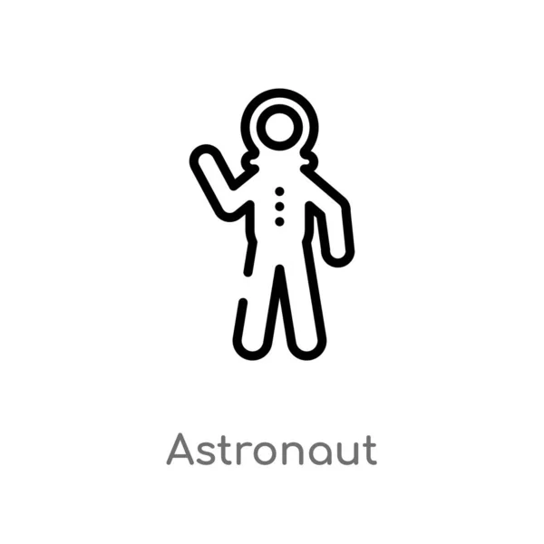 Contorno Icona Vettore Astronauta Isolato Nero Semplice Linea Elemento Illustrazione — Vettoriale Stock