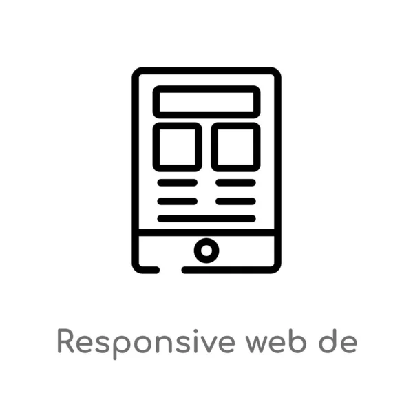 Contorno Responsive Web Vector Icon Aislado Negro Simple Línea Elemento — Vector de stock