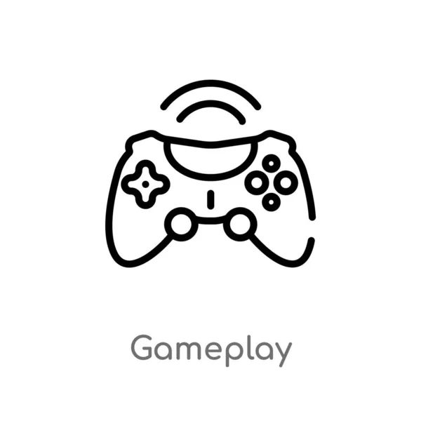Contorno Gameplay Icona Vettoriale Isolato Nero Semplice Linea Elemento Illustrazione — Vettoriale Stock