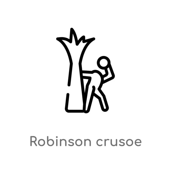 Overzicht Robinson Crusoe Vector Icon Geïsoleerde Zwarte Eenvoudige Lijn Element — Stockvector