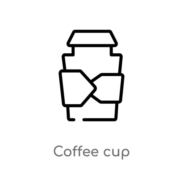 Outline Coffee Cup Vector Icon Isolated Black Simple Line Element — Stock Vector