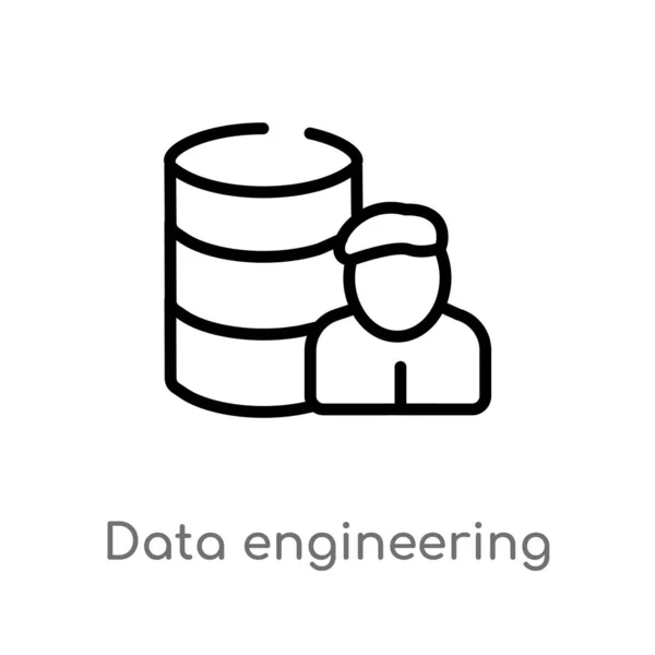 Overzicht Data Engineering Vector Icoon Geïsoleerde Zwarte Eenvoudige Lijn Element — Stockvector