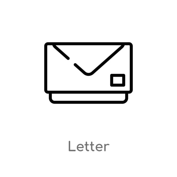 Aperçu Lettre Vectoriel Icône Illustration Isolée Élément Ligne Simple Noire — Image vectorielle