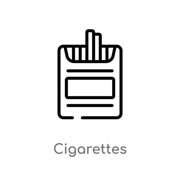 概述香烟矢量图标 从信令概念隔离的黑色简单线元素例证 白色背景上的可编辑矢量笔画香烟图标 — 图库矢量图片