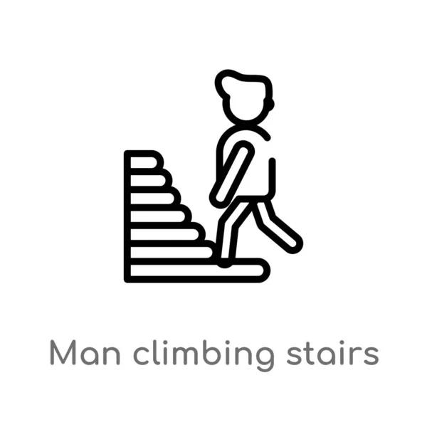 Contour Homme Escalade Escaliers Vecteur Icône Illustration Isolée Élément Ligne — Image vectorielle