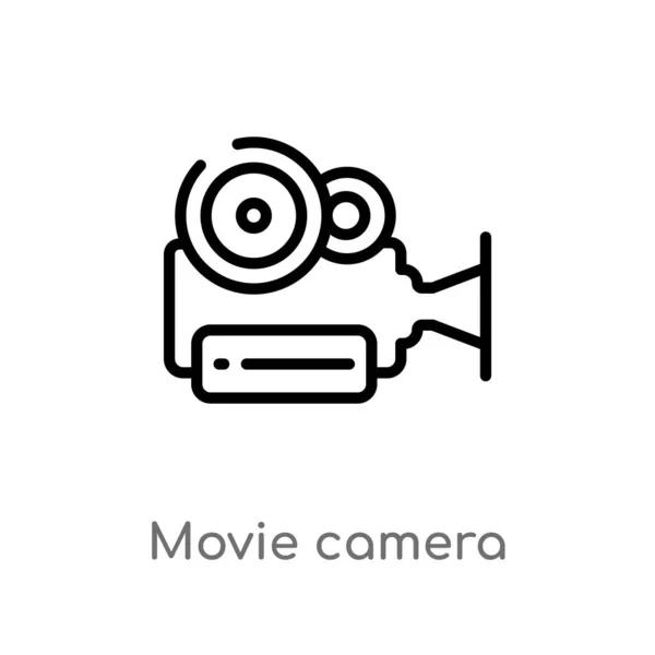 Overzicht Film Camera Vector Pictogram Geïsoleerde Zwarte Eenvoudige Lijn Element — Stockvector