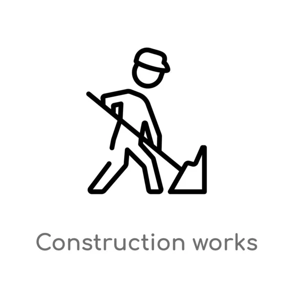 Contorno Construcción Funciona Icono Vector Aislado Negro Simple Línea Elemento — Vector de stock