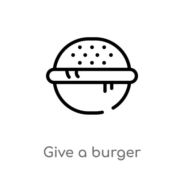 Contorno Dar Icono Vector Hamburguesa Aislado Negro Simple Línea Elemento — Vector de stock