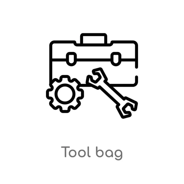 Outline Tool Bag Vector Icon Isolated Black Simple Line Element — Stock Vector