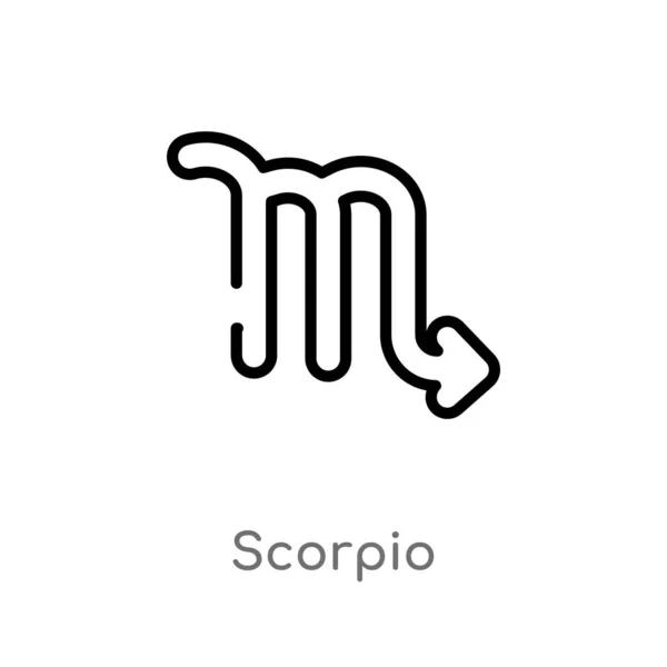 Skorpion Vektorsymbol Umreißen Isolierte Darstellung Schwarzer Einfacher Linienelemente Aus Dem — Stockvektor