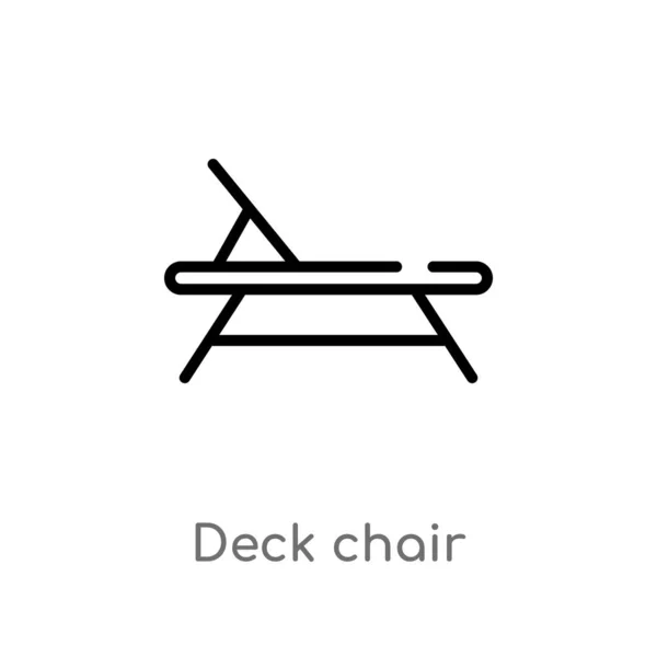 Outline Deck Chair Vector Icon Isolated Black Simple Line Element — Stock Vector