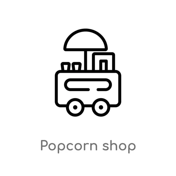 Outline Popcorn Shop Vector Icon Isolated Black Simple Line Element — Stock Vector