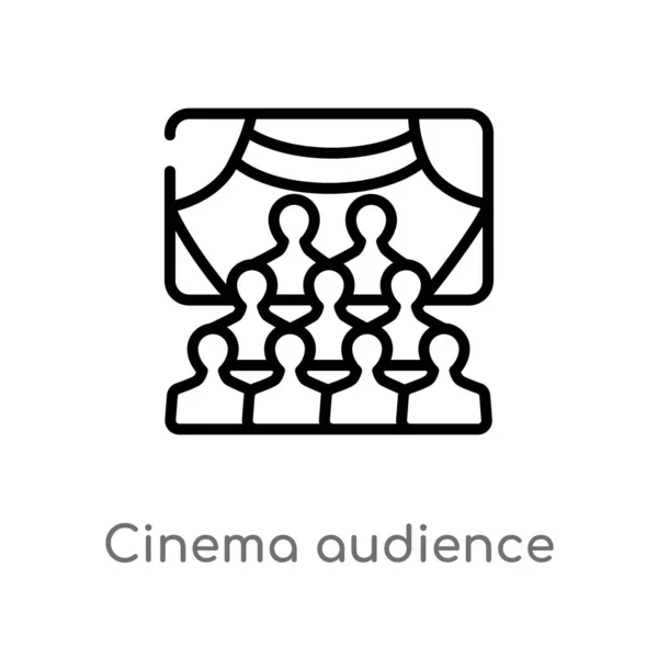 Contour Cinéma Public Vecteur Icône Illustration Isolée Élément Ligne Simple — Image vectorielle