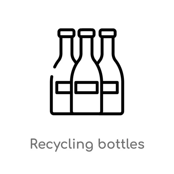 Contorno Botellas Reciclaje Icono Vectores Aislado Negro Simple Línea Elemento — Vector de stock
