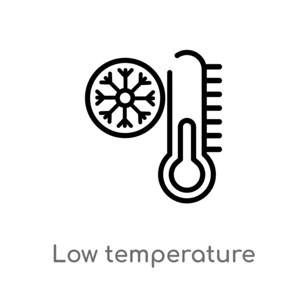 Overzicht Lage Temperatuur Vector Icoon Geïsoleerde Zwarte Eenvoudige Lijn Element — Stockvector