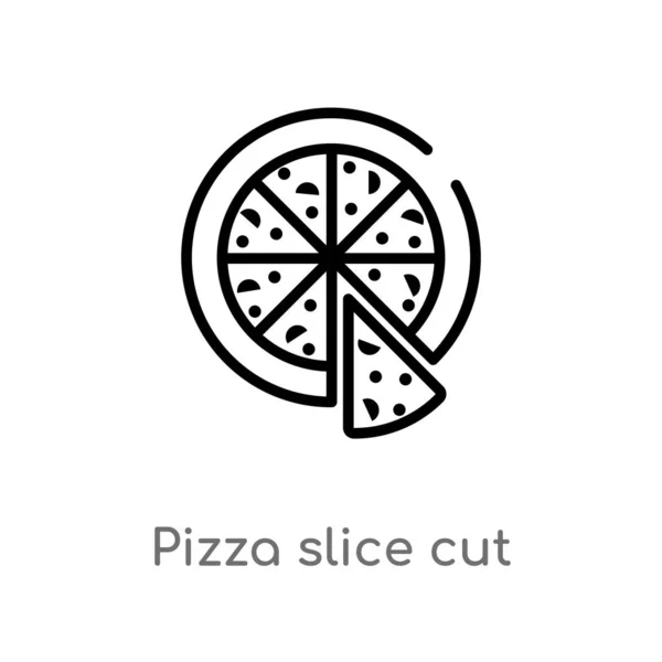 Delinear Pizza Corte Ícone Vetor Isolado Preto Simples Ilustração Elemento — Vetor de Stock