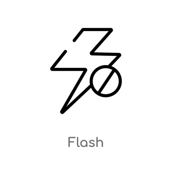 Contour Icône Vectorielle Flash Illustration Isolée Élément Ligne Simple Noir — Image vectorielle