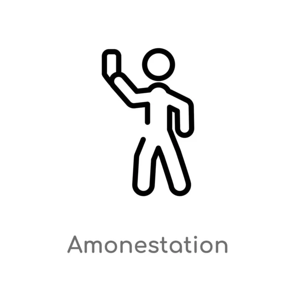 Vázlatos Amonestation Vektor Ikon Izolált Fekete Egyszerű Vonal Elem Illusztráció — Stock Vector
