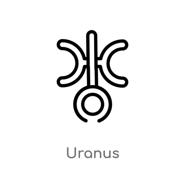 Overzicht Uranus Vector Icoon Geïsoleerde Zwarte Eenvoudige Lijn Element Illustratie — Stockvector