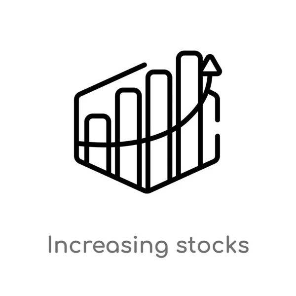 Umreißen Zunehmende Bestände Grafik Des Balkenvektorsymbols Isolierte Schwarze Einfache Linie — Stockvektor