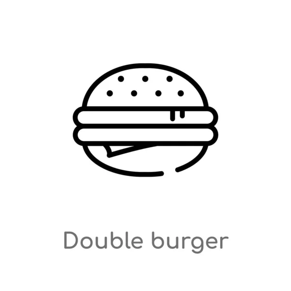 Contorno Icono Vector Hamburguesa Doble Aislado Negro Simple Línea Elemento — Vector de stock